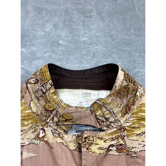 Under Two Flags Shacket Shirt Mens Medium Beige Hawaiian 100% Cotton Button-Up - Picture 5 of 12